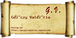 Géczy Valéria névjegykártya